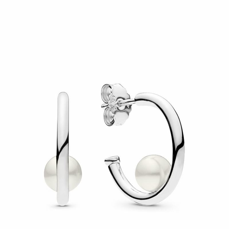 Pandora Australia Contemporary Pearls Hoop Earrings - Sterling Silver | MRISQK967